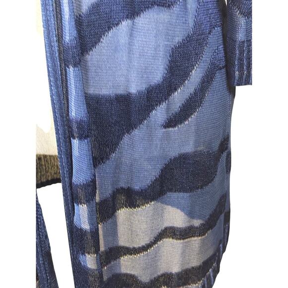 Chico's navy Travelers semi sheer cardigan, asymmetrical, summer layers, travel - Picture 4 of 6